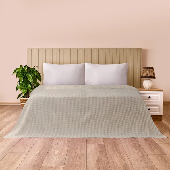 Soft Rete Çift Kişilik Pike - Bej - 200x220 cm ürün görseli 1