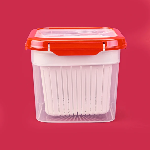 Süzgeçli Saklama Kabı - Kiremit - 1,5 lt - Resim 2