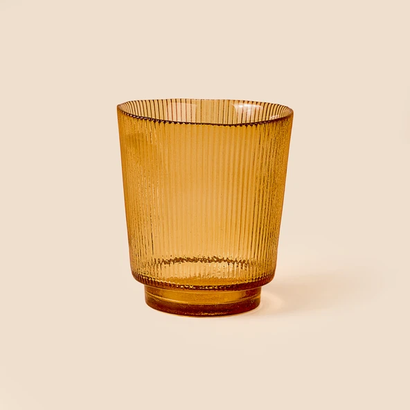 Deco Çizgili Bardak Mumluk - Amber - 11 cm ürün görseli 1