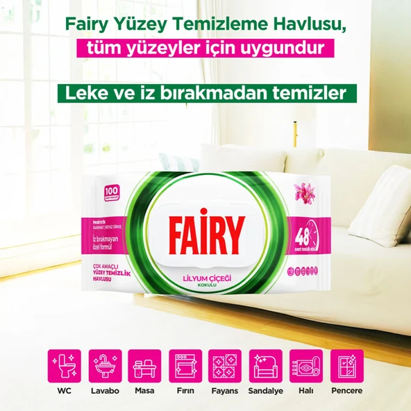 100'lü Yüzey Temizlik Havlusu - Lilyum Çiçeği ürün görseli 1