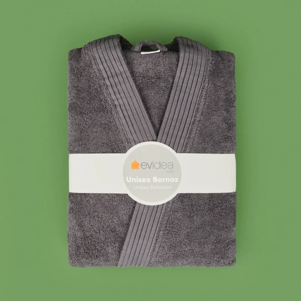 Soft Premium Unisex Bornoz - Antrasit - L / XL - Resim 3