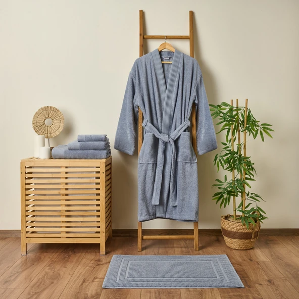 Soft Premium Unisex Bornoz - Mavi - L / XL ürün görseli 1
