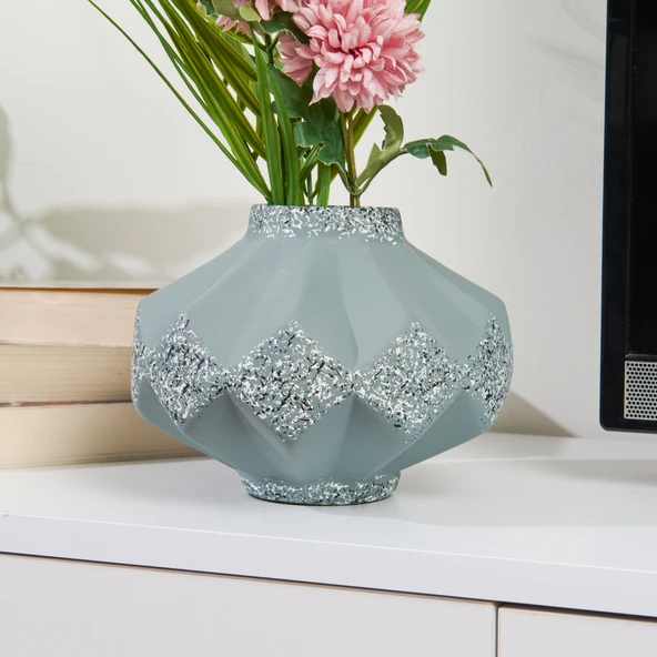Deco Anitta Vazo - Gri - 15 cm - Resim 2