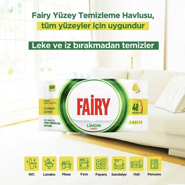 100'lü Yüzey Temizlik Havlusu - Limon Yağı ürün görseli 1