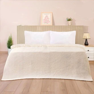 Soft Fleur Çift Kişilik Yatak Örtüsü - Beyaz - 210x240 cm ürün görseli 1