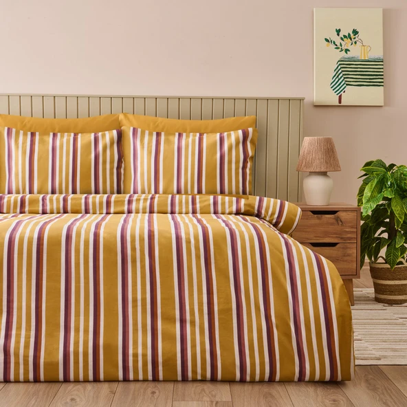 Soft Terralune Çift Kişilik Nevresim Takımı - Hardal / Renkli ürün görseli 1