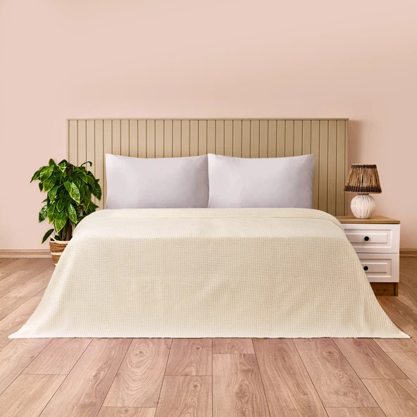 Soft Rete Tek Kişilik Pike - Krem - 160x220 cm ürün görseli 1