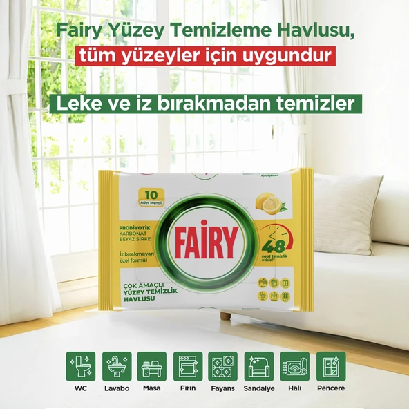 10'lu Yüzey Temizlik Havlusu - Limon Yağı ürün görseli 1