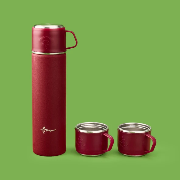Bardaklı Termos Seti - Bordo - 500 ml ürün görseli 1