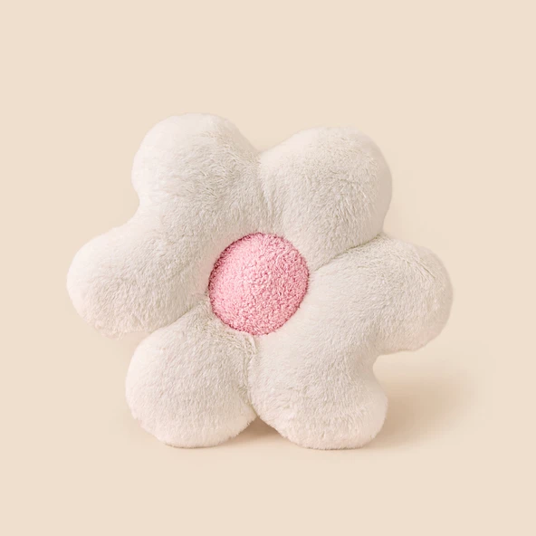 Soft Çiçek Figürlü Yastık - Beyaz - 45x45 cm ürün görseli 1