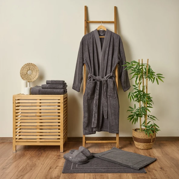 Soft Premium Unisex Bornoz - Antrasit - L / XL ürün görseli 1