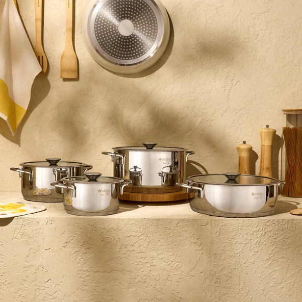 Kitchen Pure Steel XL 8 Parça Çelik Tencere Seti ürün görseli 1