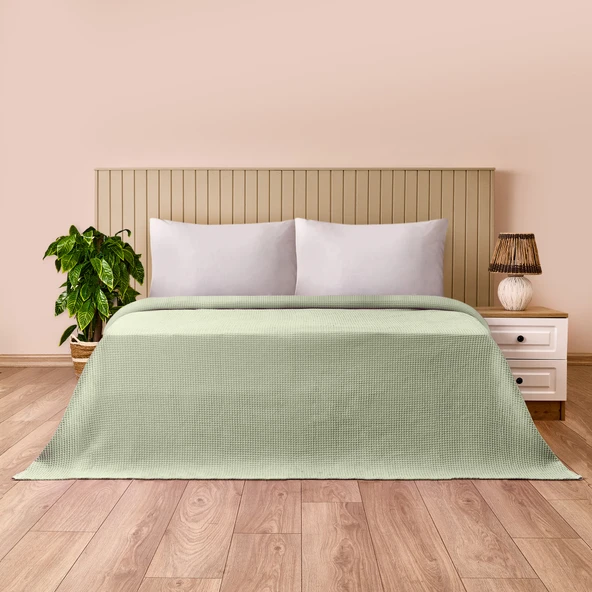 Soft Rete Çift Kişilik Pike - Yeşil - 200x220 cm ürün görseli 1