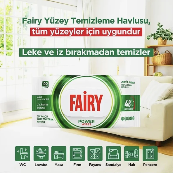 100'lü Yüzey Temizlik Havlusu - Beyaz Sabun ürün görseli 1