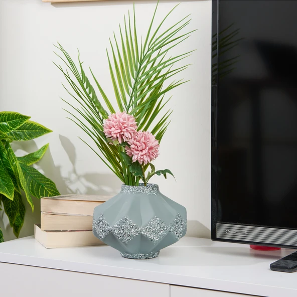 Deco Anitta Vazo - Gri - 15 cm ürün görseli 1
