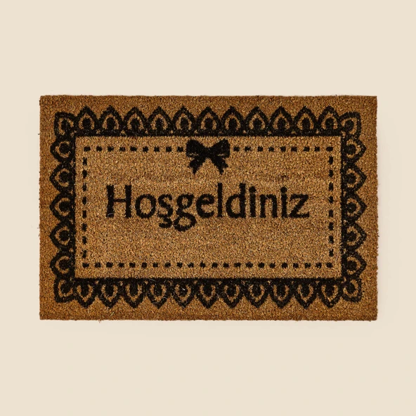 Home Koko Hoşgeldiniz Kapı Önü Paspası - Bej / Siyah - 40x60 cm ürün görseli 1