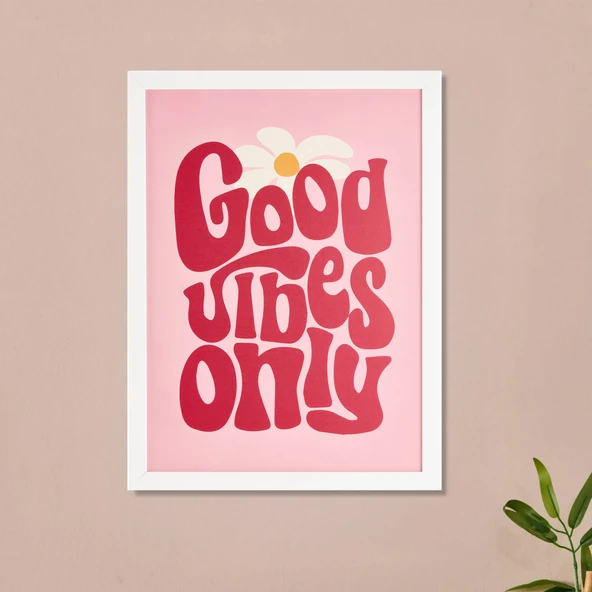 Deco Good Vibes Only Pano - Pembe - 30x40 cm ürün görseli 1