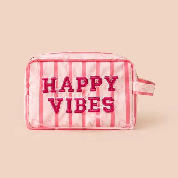 Living Happy Vibes Kozmetik Çantası - Pembe - 21x12x8 cm ürün görseli 1