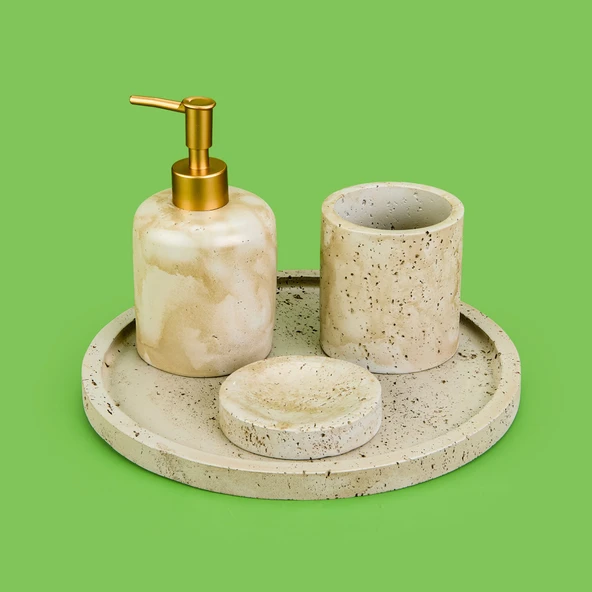 Bath Traverten Görünümlü Banyo Seti - Gri ürün görseli 1