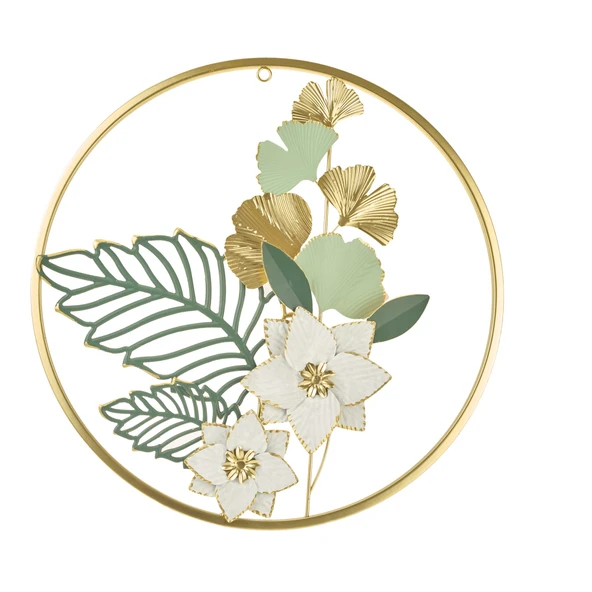 Deco Buket Metal Tablo - Altın / Yeşil - 45 cm ürün görseli 1