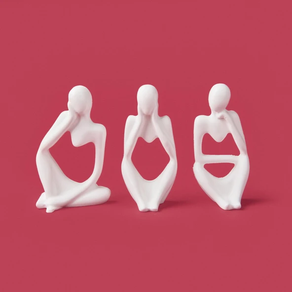 Deco Human 3'lü Biblo - Beyaz ürün görseli 1