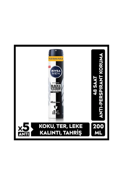 Nivea Deodorant Black&White Original Erkek 200ml - Resim 2