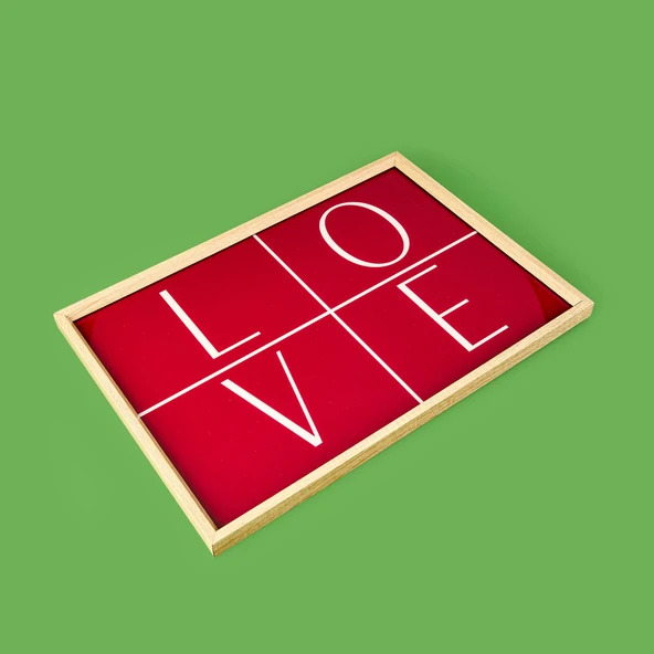 Deco Love Desenli Dekoratif Tepsi - Kırmızı - 28,5x41 cm ürün görseli 1