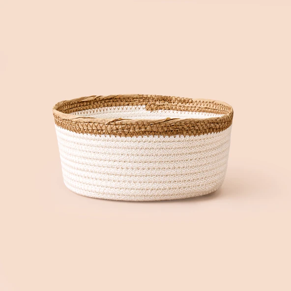 Living Boho Style Sepet - Beyaz / Bej - 18x8 cm ürün görseli 1