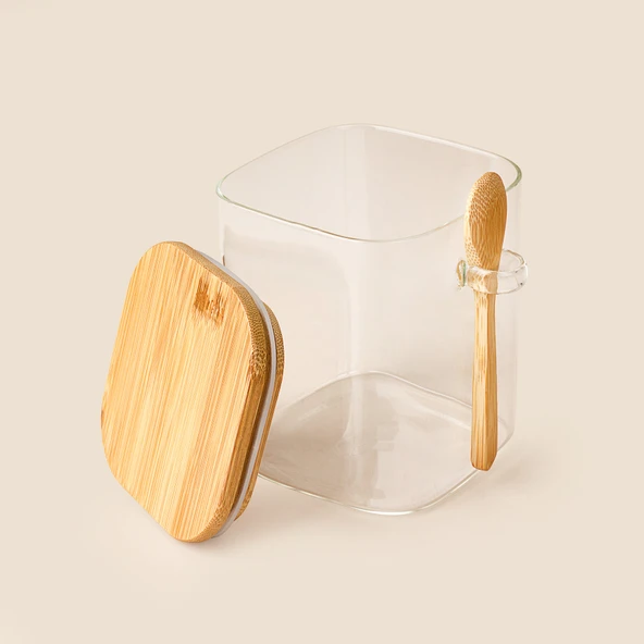 Kaşıklı Cam Kavanoz - Şeffaf - 900 ml - Resim 2
