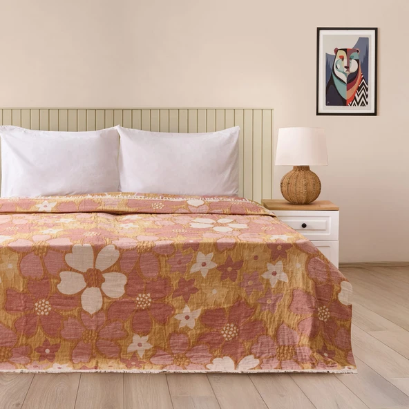Soft Earthy Çift Kişilik Müslin Pike - Kiremit - 230x240 cm ürün görseli 1