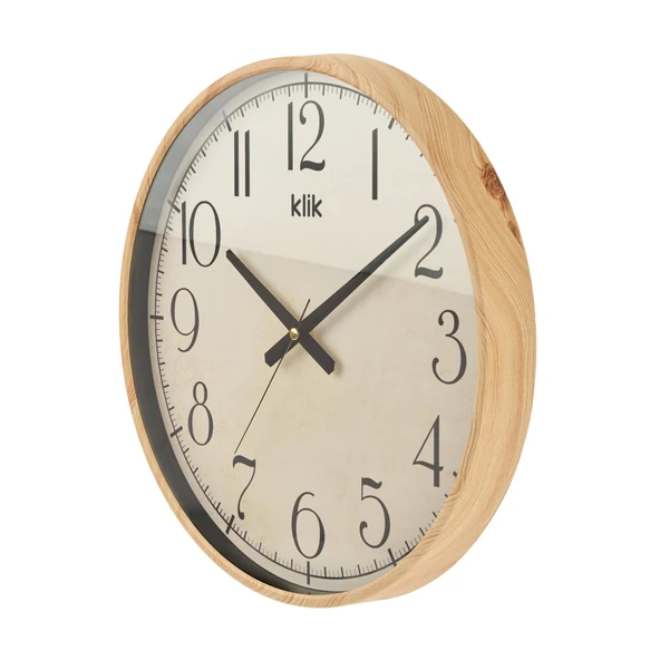 Simplex Ahşap Görünümlü Duvar Saati - Bej - 38 cm - Resim 3