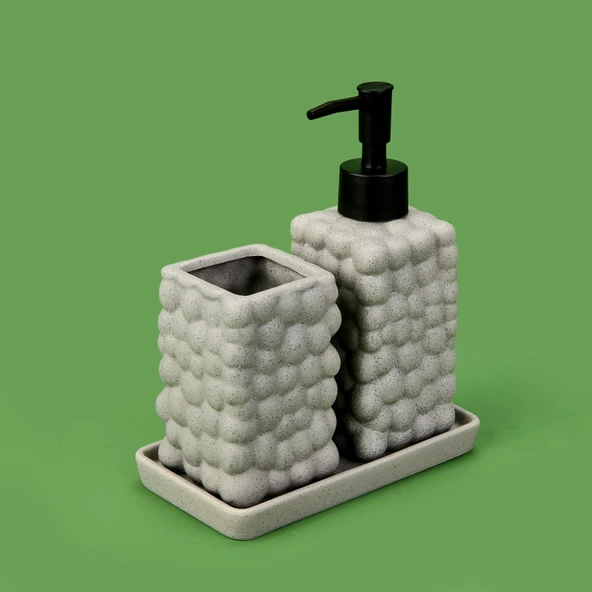 Bath 2'li Stantlı Banyo Aksesuar Seti - Gri ürün görseli 1