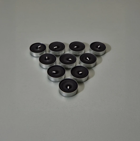 10'lu Tealight Mum - Siyah - 3,8 cm ürün görseli 1