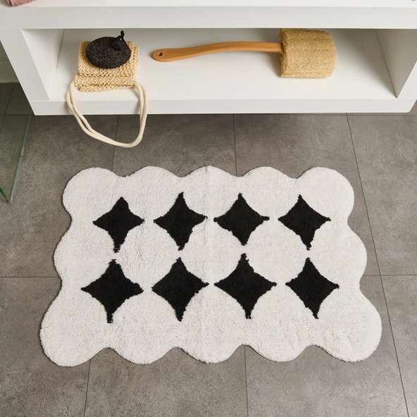 Soft Elegant Curves Tufting Banyo Paspası - Siyah - 60x90 cm ürün görseli 1