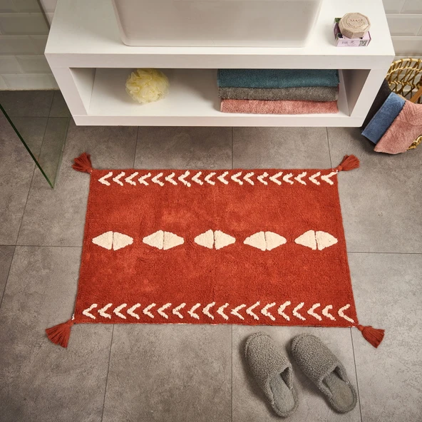 Soft Tufting Thek Banyo Paspası - Kiremit - 60x90 cm ürün görseli 1