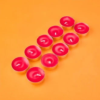 10'lu Tealight Mum - Kırmızı - 3,8 cm ürün görseli 1