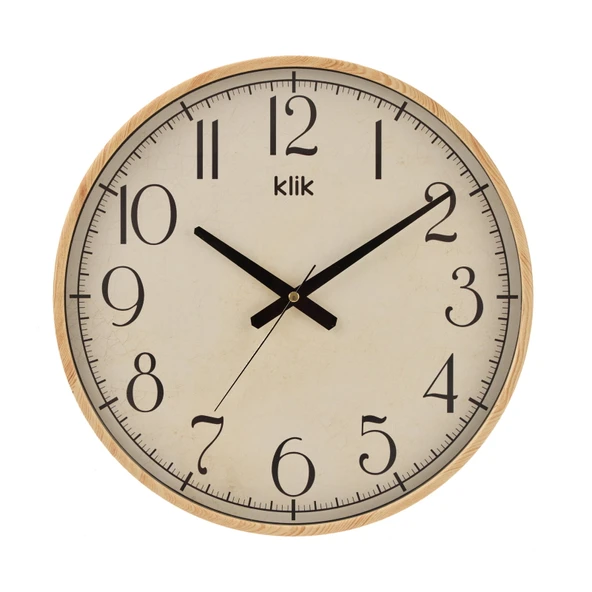 Simplex Ahşap Görünümlü Duvar Saati - Bej - 38 cm - Resim 2