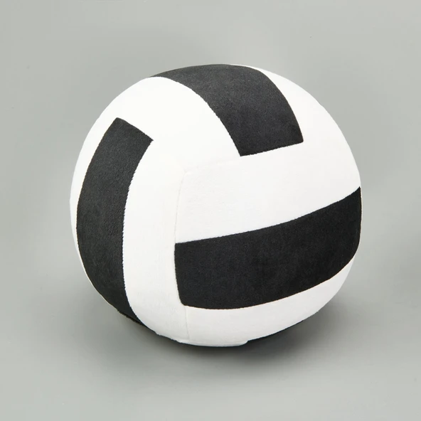Soft Voleybol Topu Figürlü Yastık - Siyah / Beyaz - 20 cm ürün görseli 1
