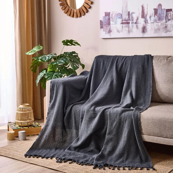 Soft Koltuk Şalı - Gri - 180x210 cm ürün görseli 1