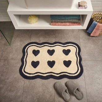 Soft Tufting Herz Banyo Paspası - Ekru - 60x90 cm ürün görseli 1