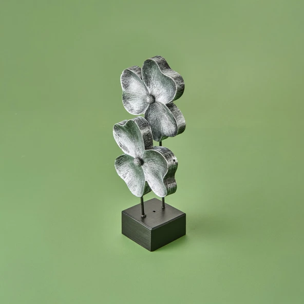 Deco Yonca Dekor - Gümüş / Siyah - 30 cm - Resim 3