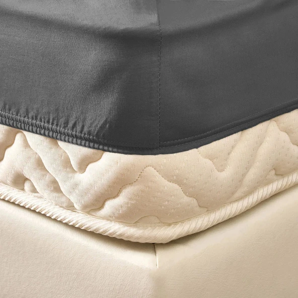 Soft Basic Çift Kişilik Lastikli Çarşaf - Antrasit - 160x200 cm - Resim 2