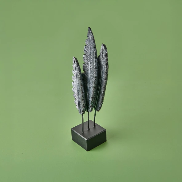 Deco Tüy Dekor - Gümüş / Siyah - 38 cm - Resim 3