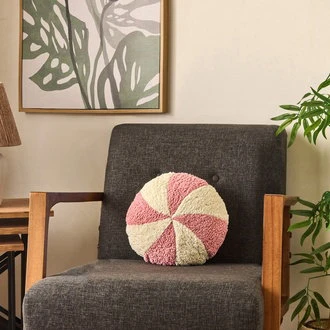 Soft Şeker Figürlü Yastık - Beyaz / Pembe - 35x35 cm ürün görseli 1