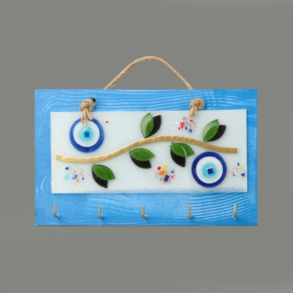 Deco Zeytin Anahtar Askısı - Mavi - 25 cm ürün görseli 1