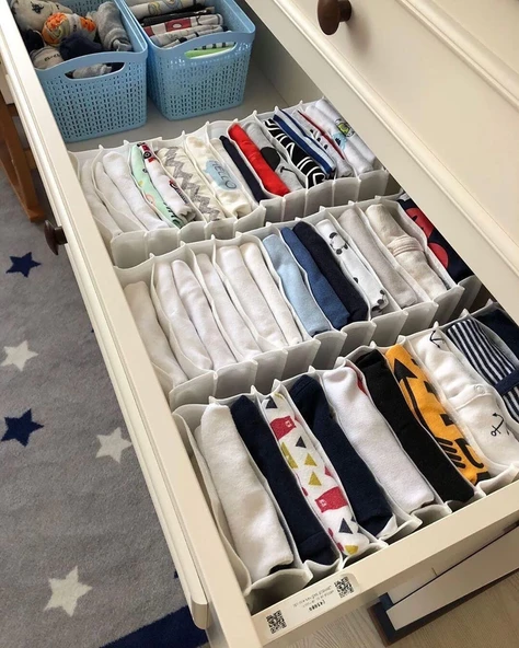 8 Bölmeli Dolap Ve Çekmece Içi Düzenleyici Akordiyon Organizer L-00517 (6 Adet) ürün görseli 1