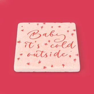 Kitchen Baby It's Cold Outside Taş Bardak Altlığı - Renkli - 10x10 cm ürün görseli 1