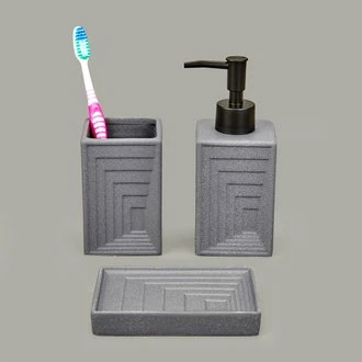 Bath 3'lü Banyo Aksesuar Seti - Gri - Resim 2
