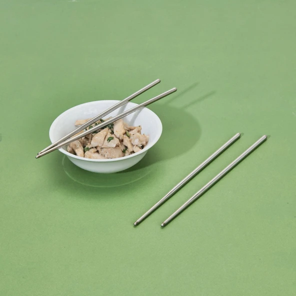 Çelik Yemek Çubuğu - Gri - 22,5 cm - Resim 2