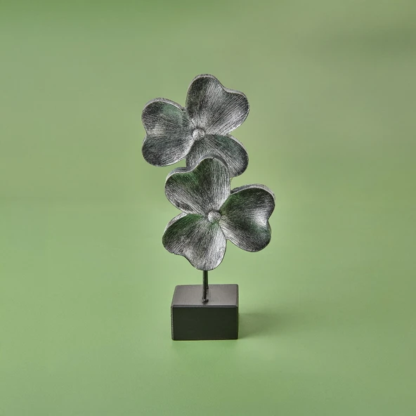 Deco Yonca Dekor - Gümüş / Siyah - 30 cm - Resim 2
